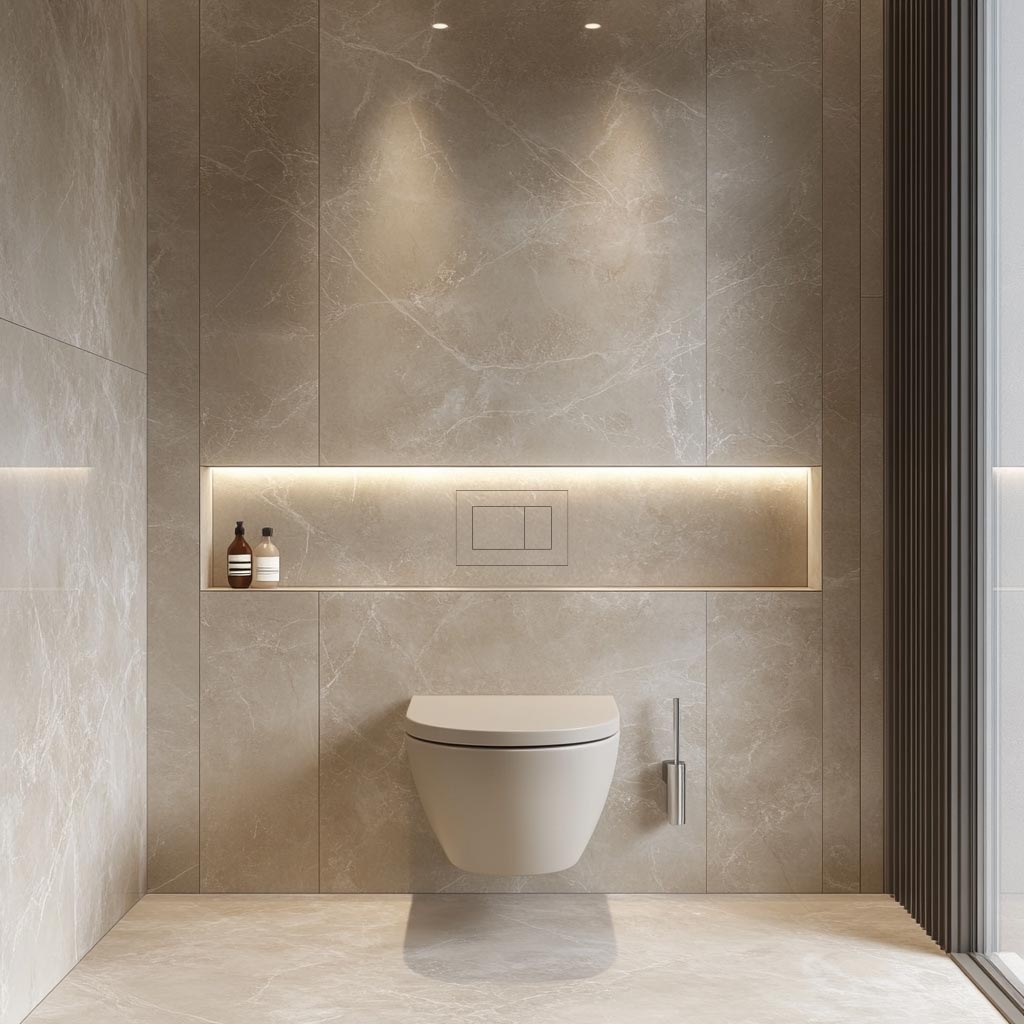 Drückerplatte befliesbar eingebaut im Bad