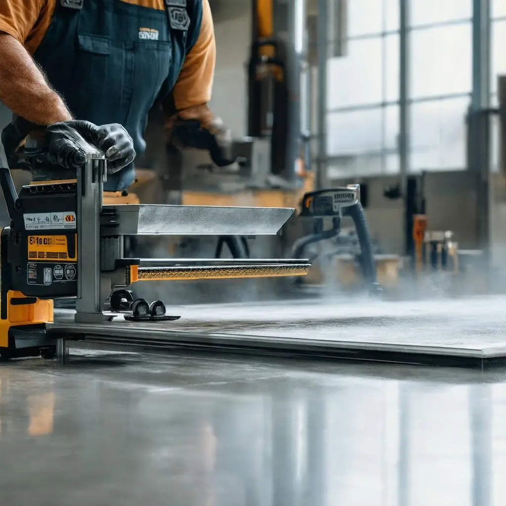 bearbeiten einer Fliese mit spezial Werkzeugen