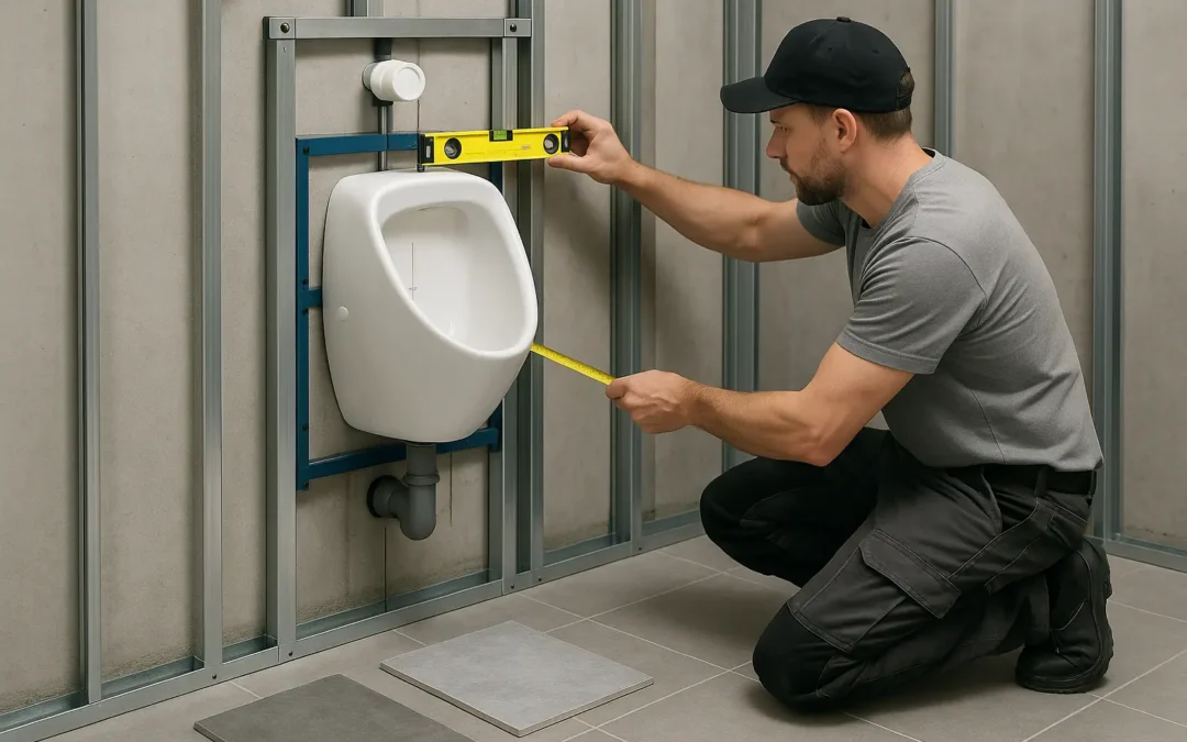 Urinal-Vorwandelemente vor Beplankung und Abdichtung prüfen
